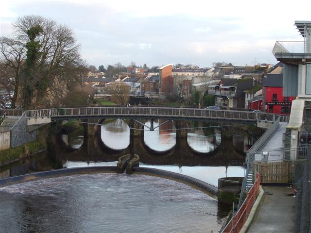 The River Strule and bridges in Omagh, photographed in January 2009